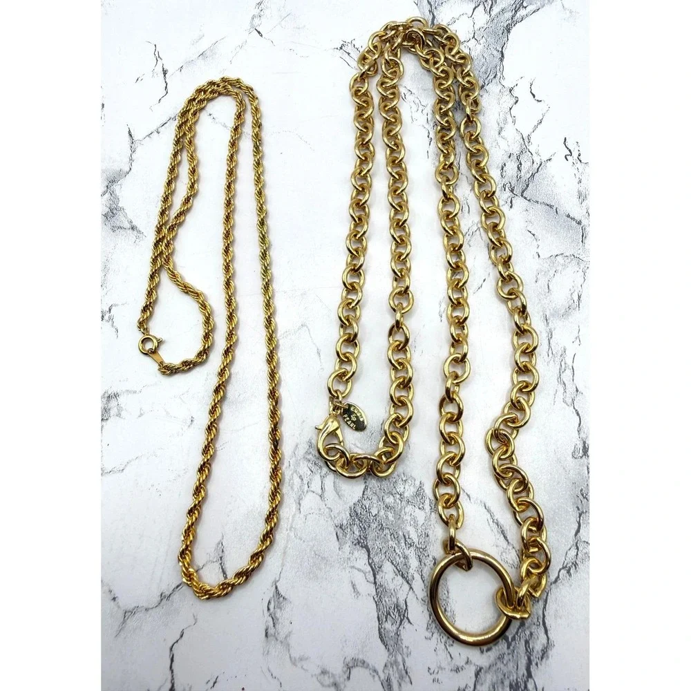 Vintage‎ Gold Tone Rope Chain Necklace 24